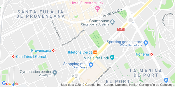 Mapa dirección Unreal - Hospitalet de Llobregat